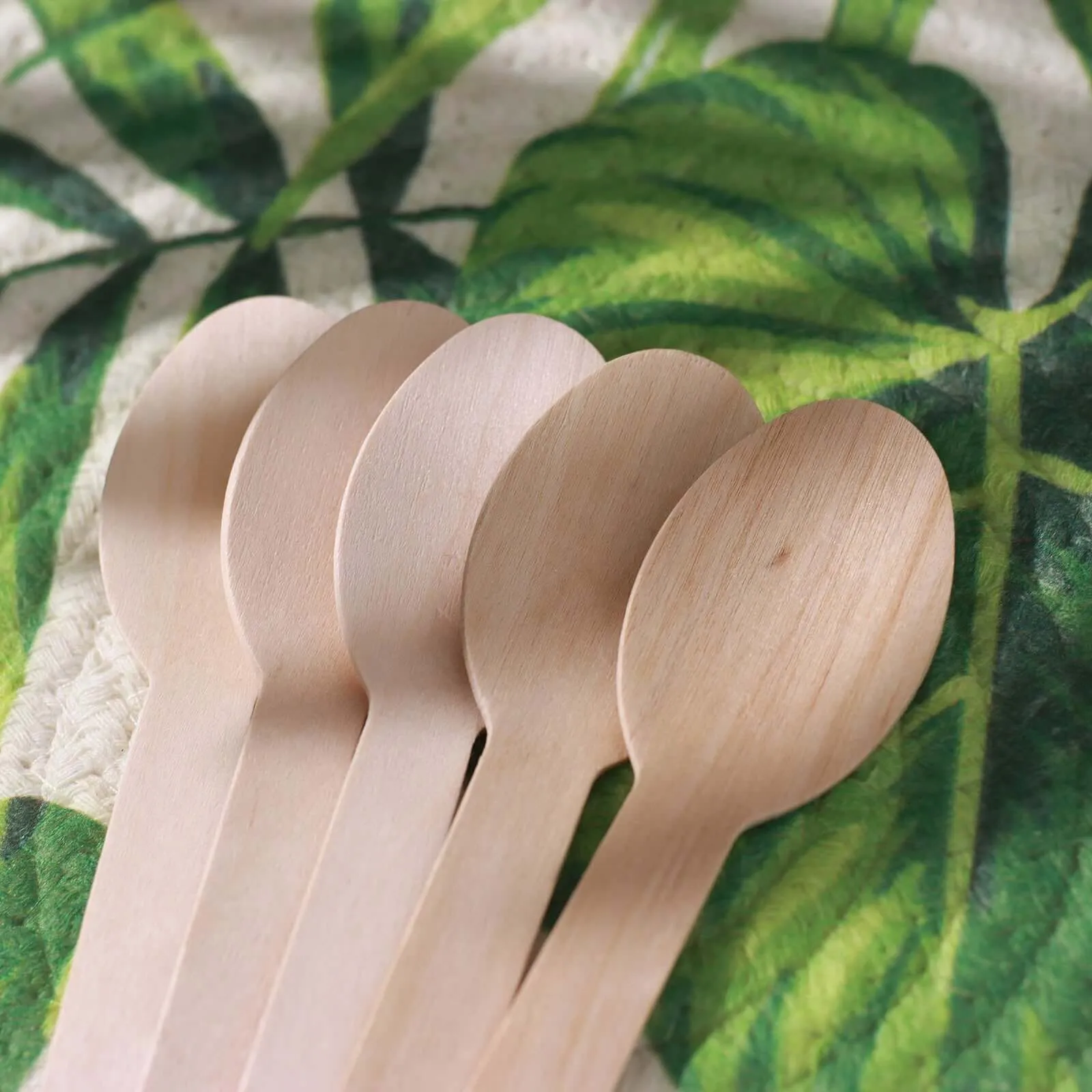 100 Pack 6" Eco Friendly Birchwood Disposable Picnic Spoons, Cutlery