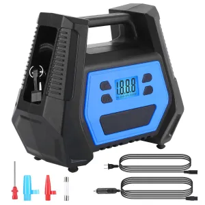 120W Max Power Portable Tire Pump with Digital Display LED Light