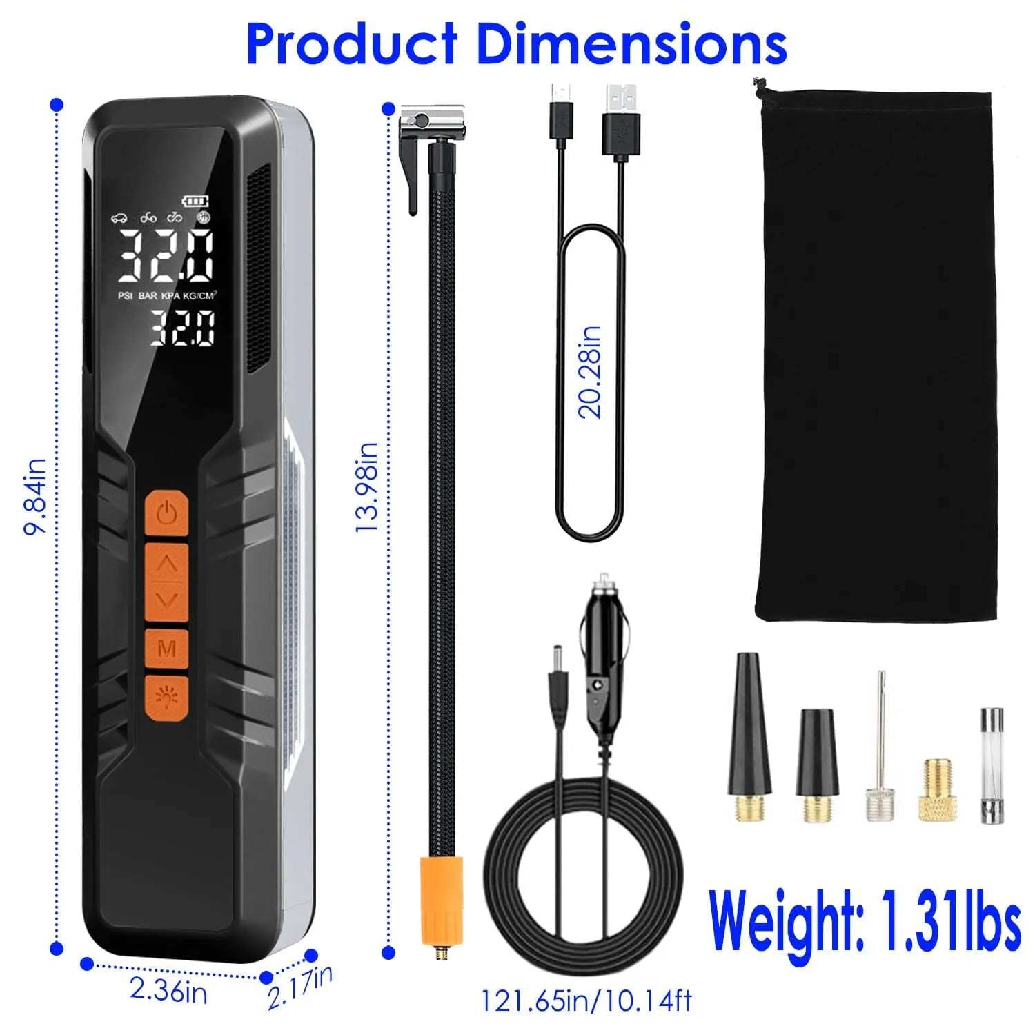 150 PSI Portable Tire Inflator Cordless Digital Air Compressor