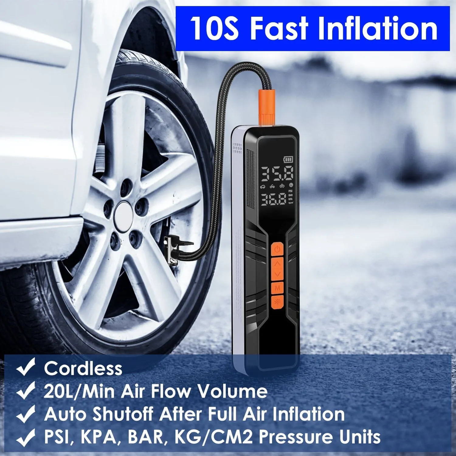 150 PSI Portable Tire Inflator Cordless Digital Air Compressor