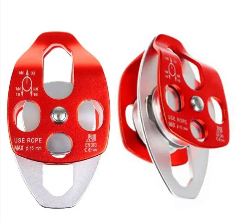 2PC 32KN Swing Climbing Double Pulley for Caving Rock Climbing Rappelling