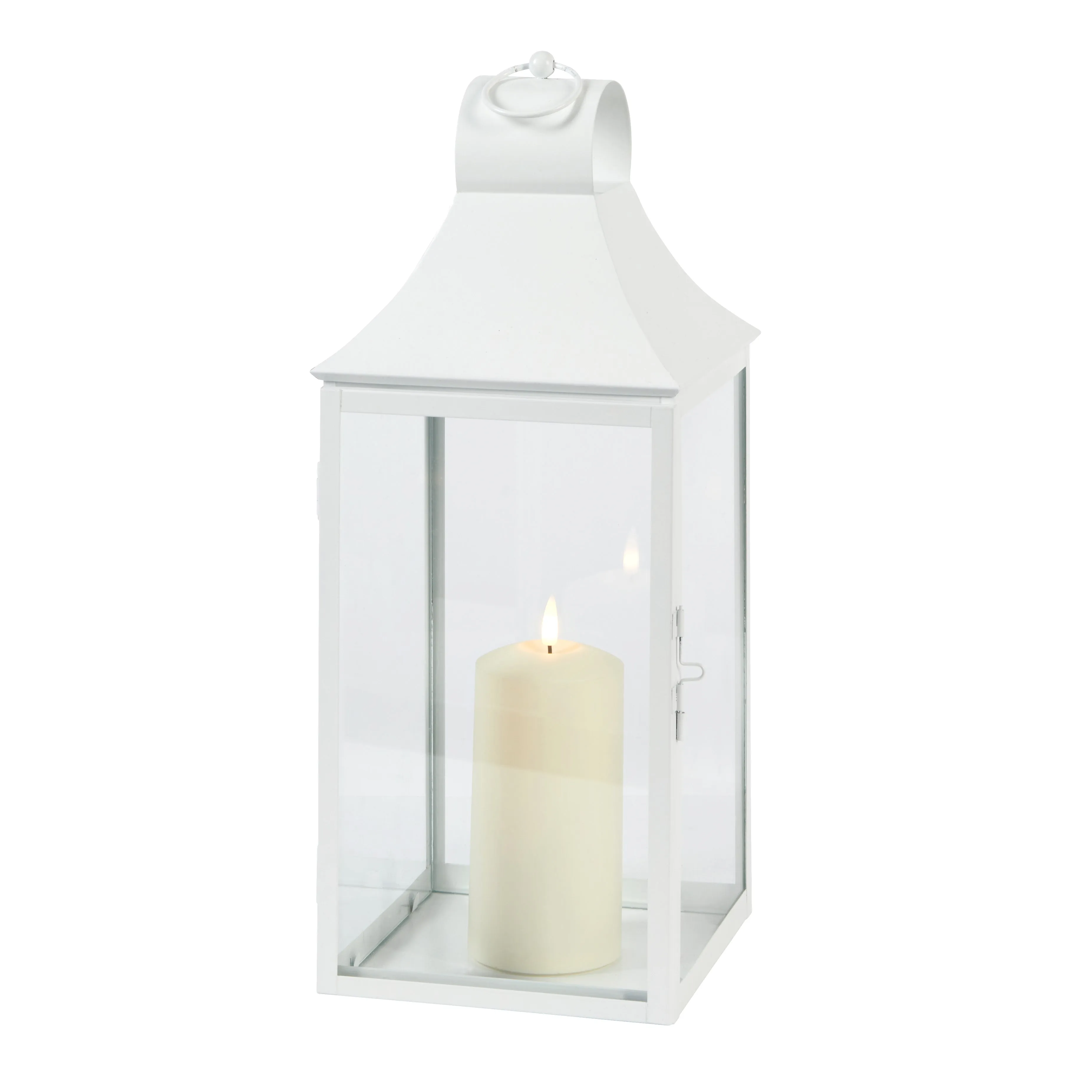 45cm Albury White Garden Lantern with TruGlow® Candle