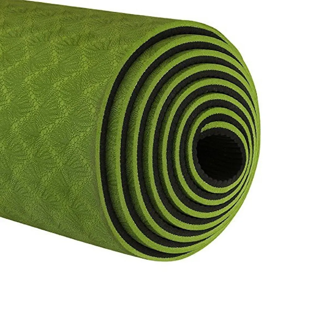 6mm Yoga Mat Non Slip TPE Exercise Mat - Dark Green