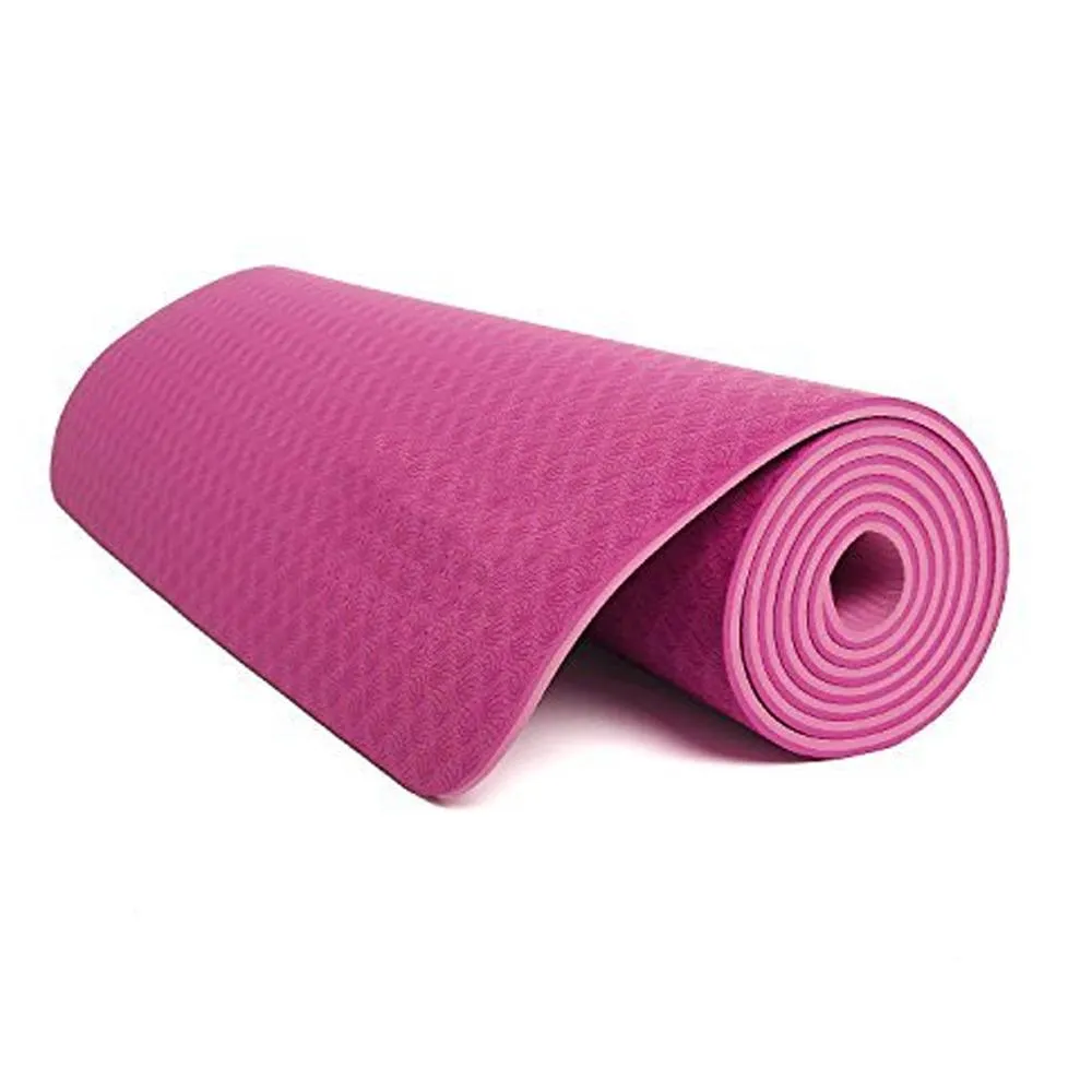 6mm Yoga Mat Non Slip TPE Exercise Mat - Pink