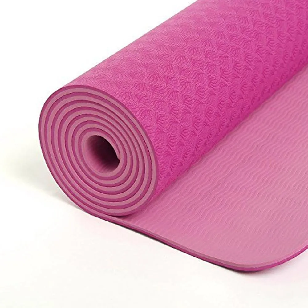 6mm Yoga Mat Non Slip TPE Exercise Mat - Pink