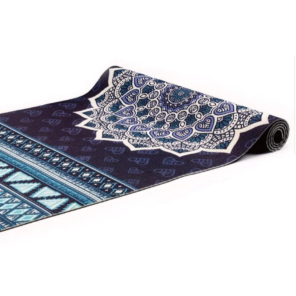 6mm Yoga Mats Soft Non Slip PVC Mandala Exercise Mat - Blue