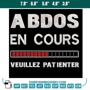 Abdos en cours Embroidery Design – Humour Fitness Progress Bar