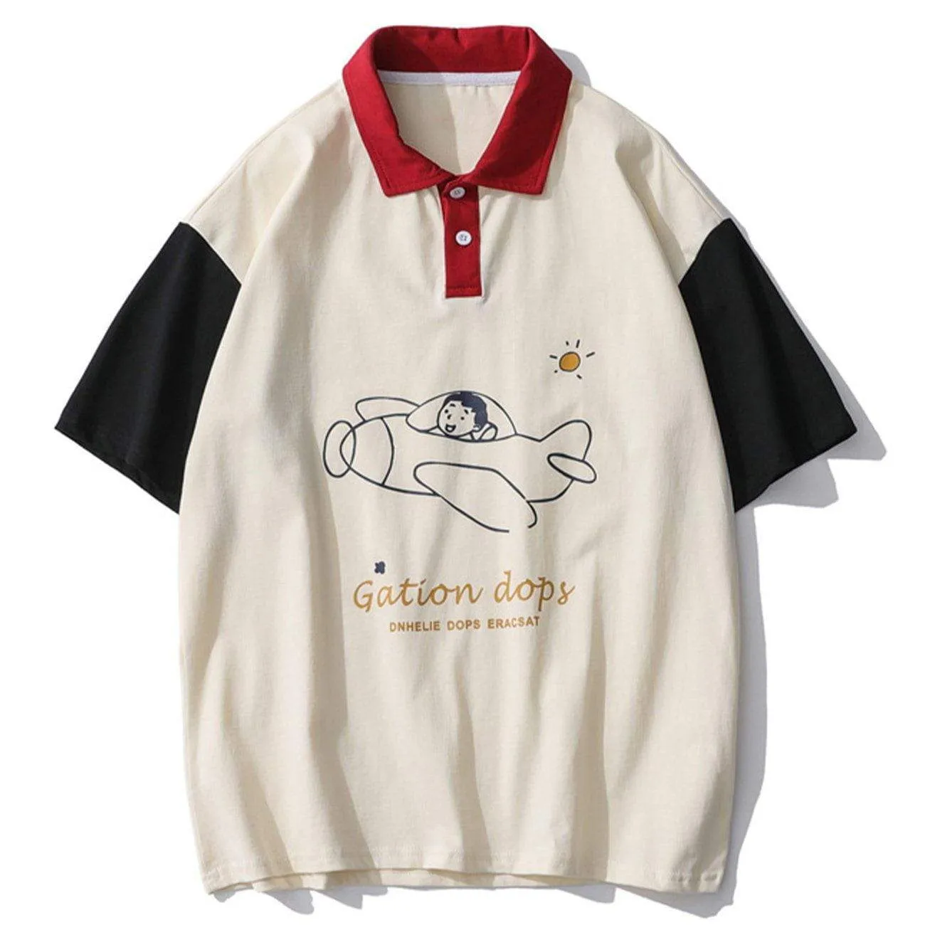 AlanBalen® - Doll Graphic Contrast Color Polo Tee