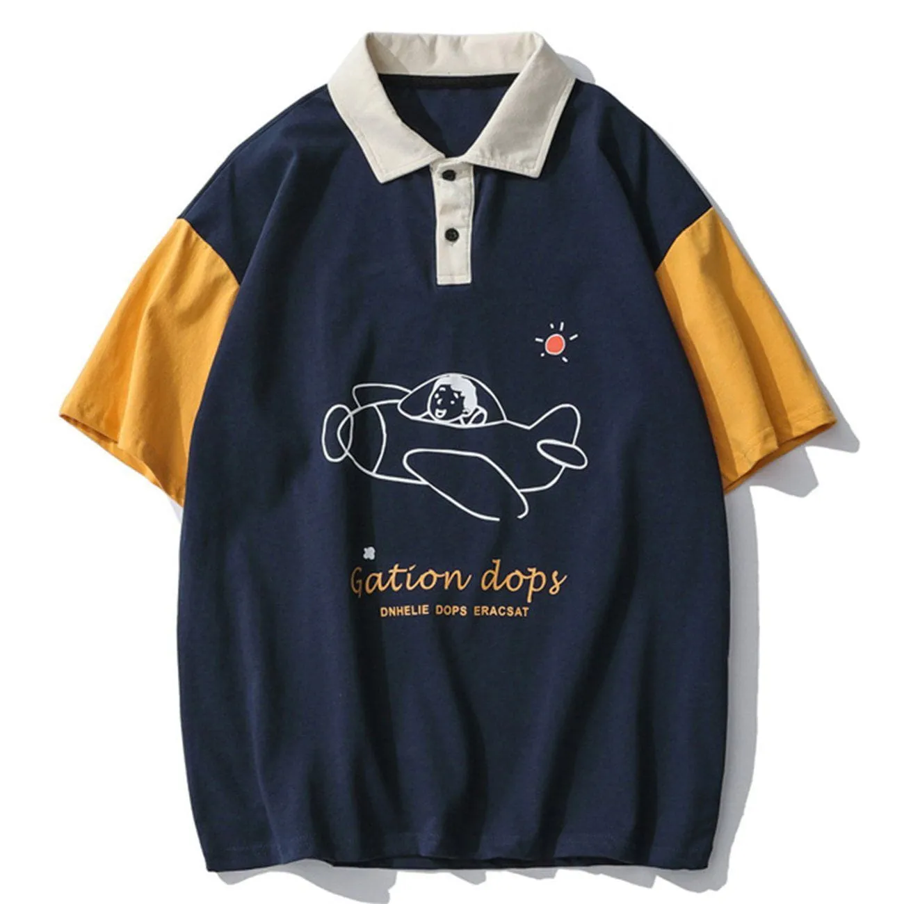 AlanBalen® - Doll Graphic Contrast Color Polo Tee