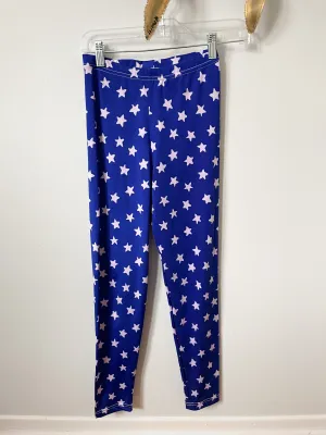 American Apparel Royal Blue & White Star High Rise Leggings - Medium