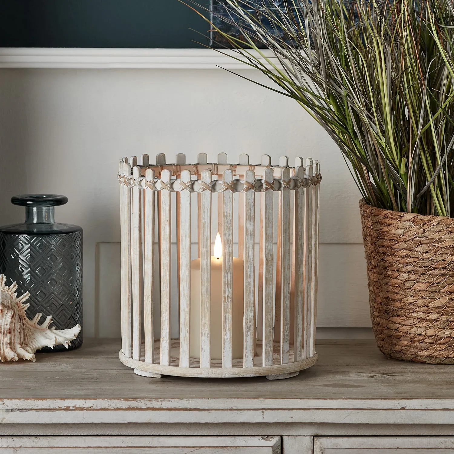 Bamboo Fence Lantern Duo with TruGlow® Candle