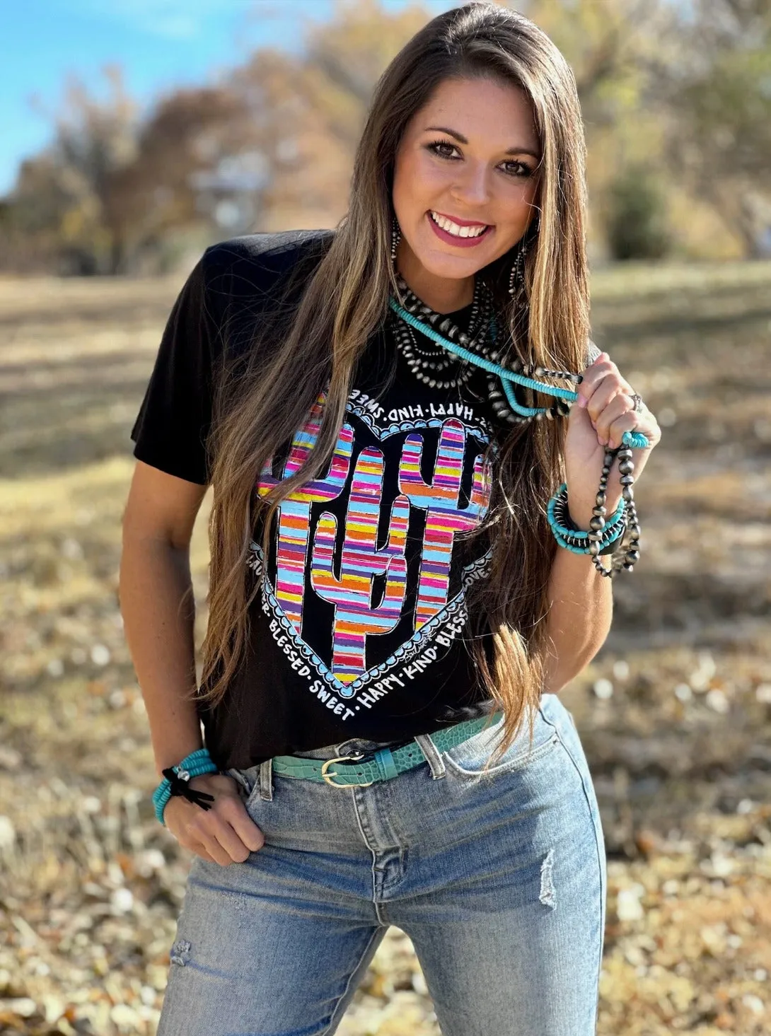 Barb's Serape Heart Cactus Graphic Tee by Texas True Threads