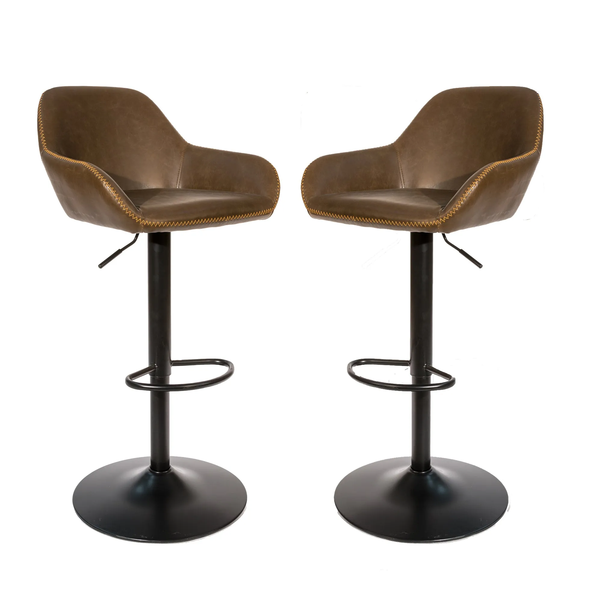 Baxter Chesnut Brown Gas Lift Set of Two Kitchen Bar Stools