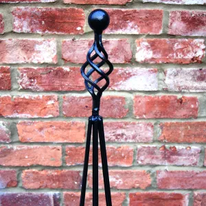 Black Steel Garden Obelisk Ball Twist Topper