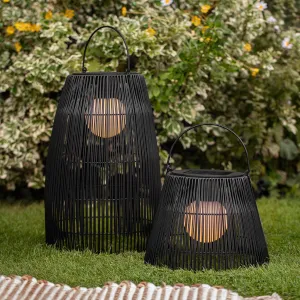 Black Wicker Solar Lantern Bundle