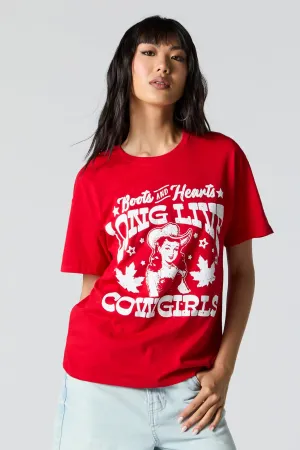 Boots and Hearts Long Live Cowgirls Graphic T-Shirt