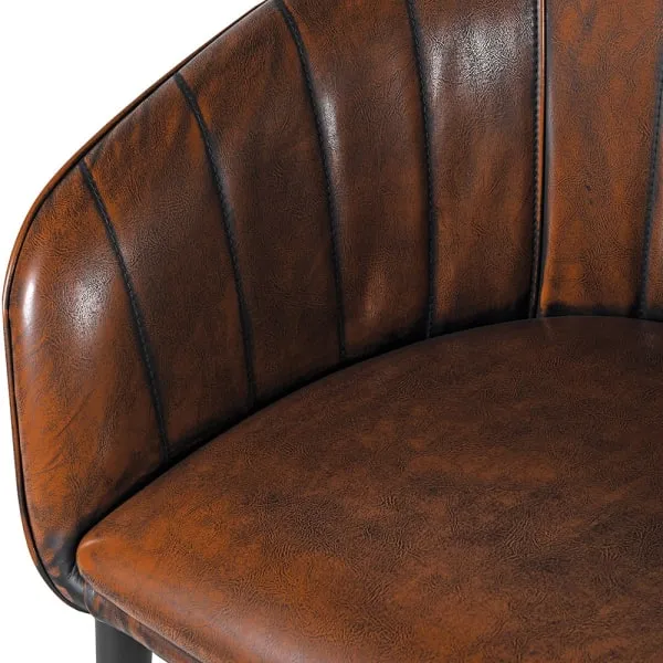 Brown Faux Leather Curve Dining Chair