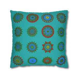 Handmade Mandala Design Pillowcase - Original Fine Art - Light Sea Green