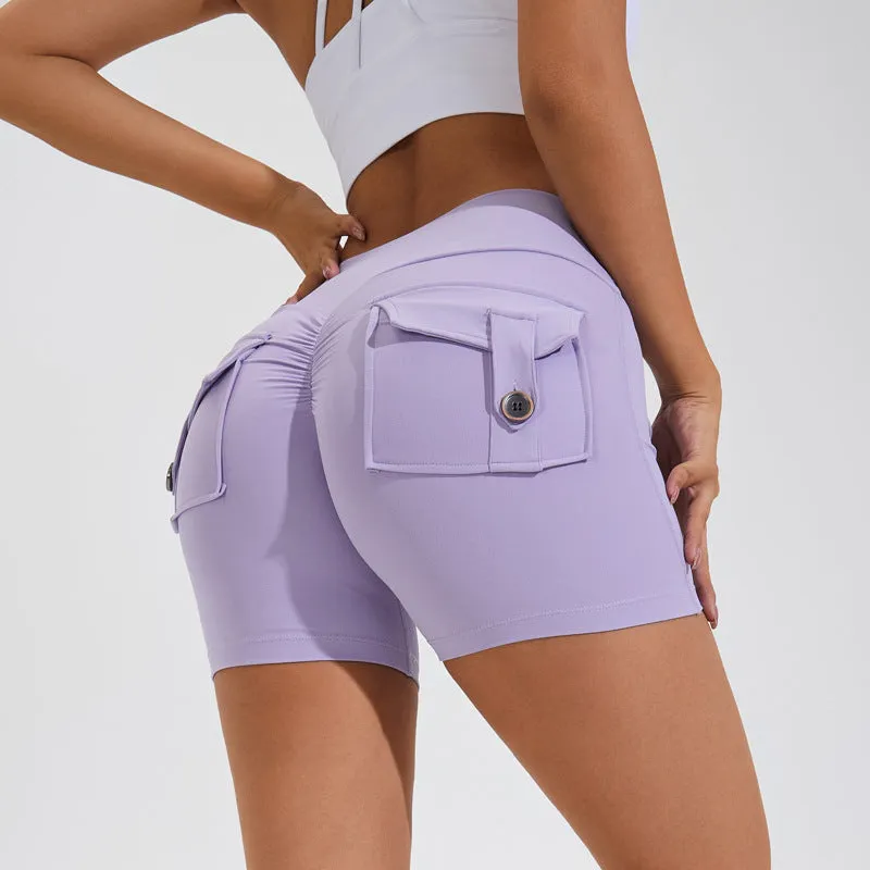 High Waist Hip Lifting Yoga Shorts with Pockets | Fitness & Sportswear