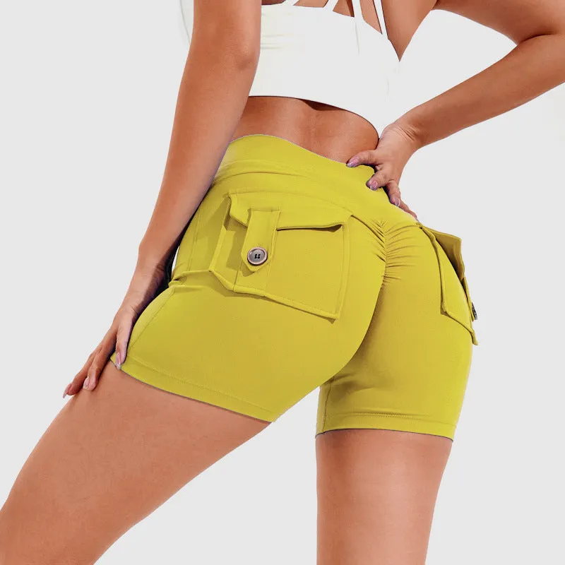 High Waist Hip Lifting Yoga Shorts with Pockets | Fitness & Sportswear