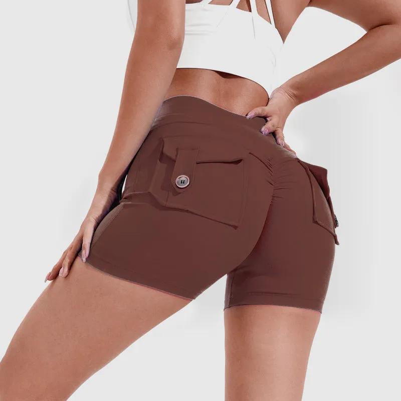 High Waist Hip Lifting Yoga Shorts with Pockets | Fitness & Sportswear