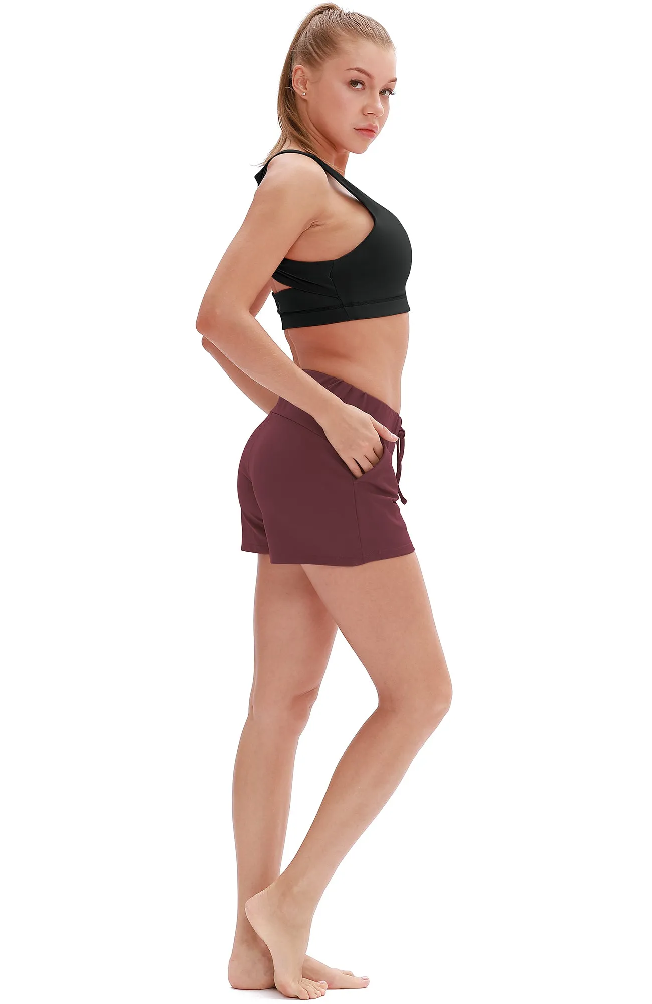 icyzone Running Workout Shorts for Women - Gym Yoga Exercise Athletic Shorts with Pockets