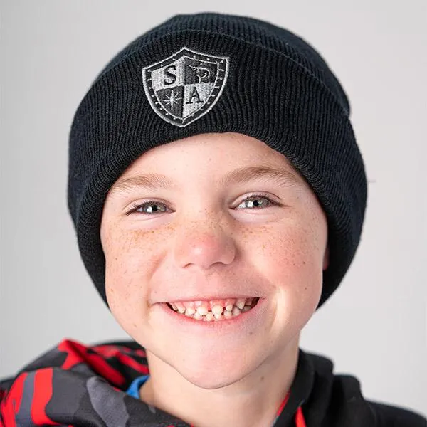 Kids SA Beanie | Black Shield