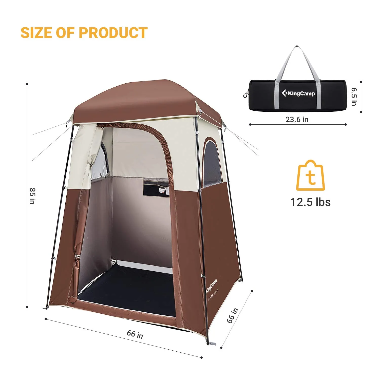 KingCamp Single Shower Tent with Camping Solar Shower