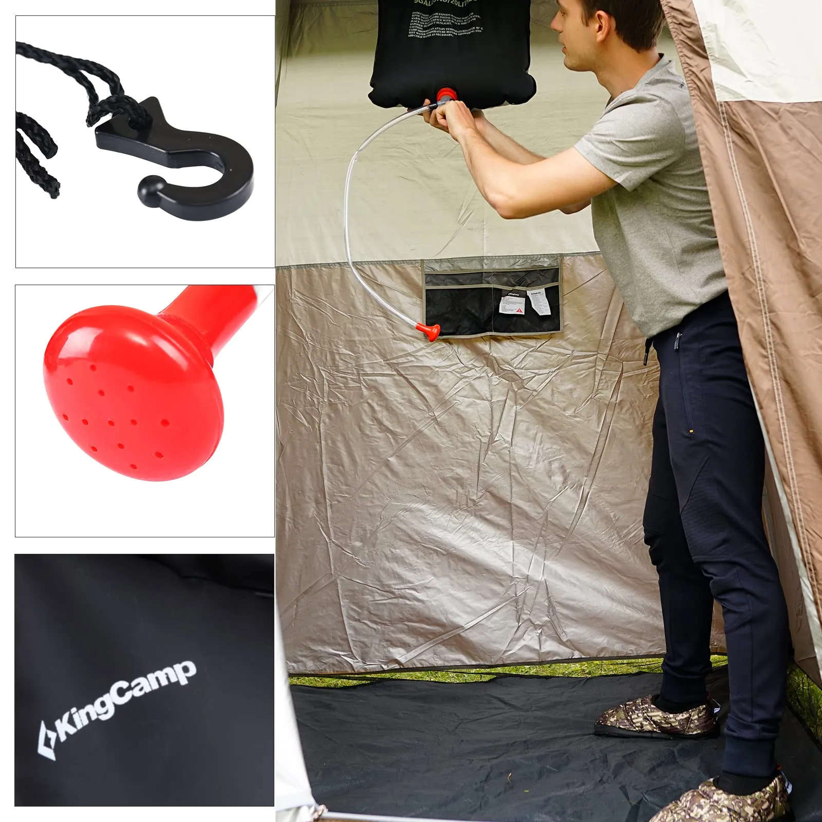 KingCamp Single Shower Tent with Camping Solar Shower