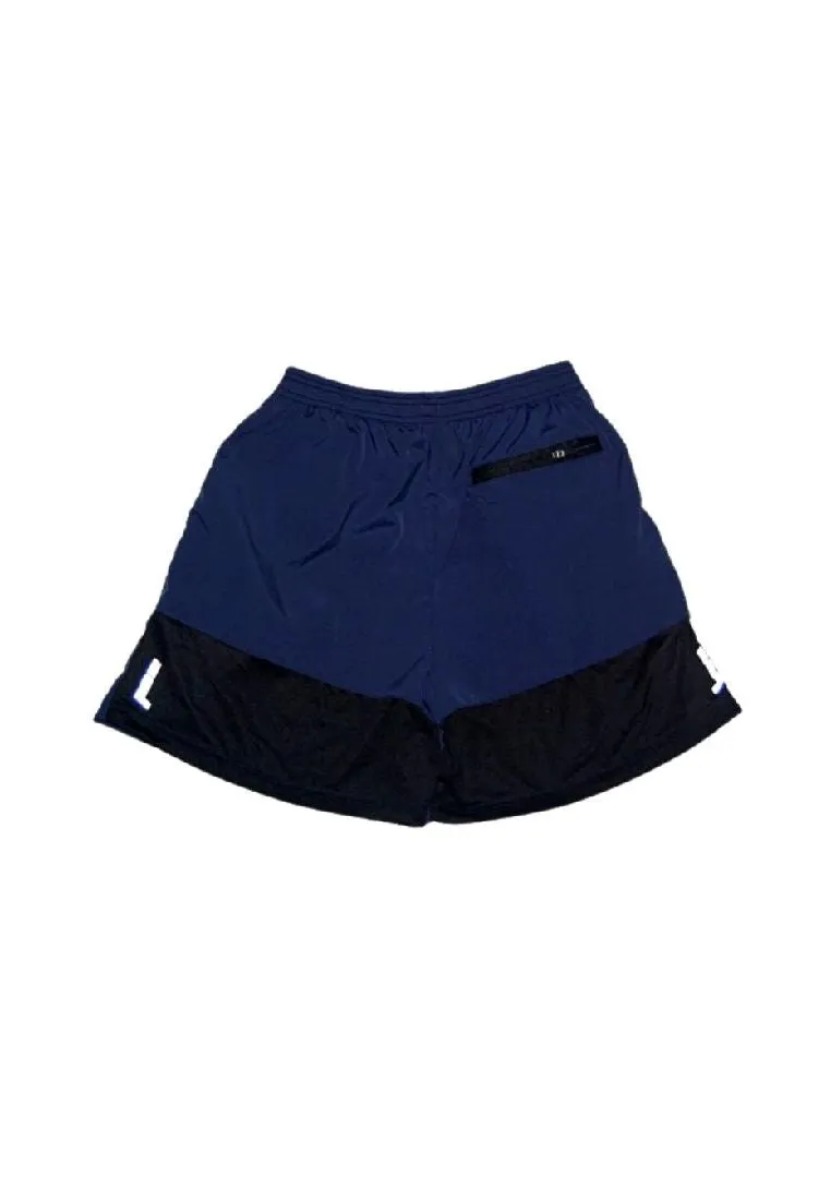 Landmark Running Shorts Nylon Spandex Full Garter With Reflectorize On Lower Back - Navy Blue