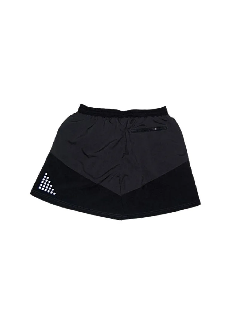 Landmark Running Shorts Nylon Spandex Full Garter With Reflectorize Zip Pocket - Black