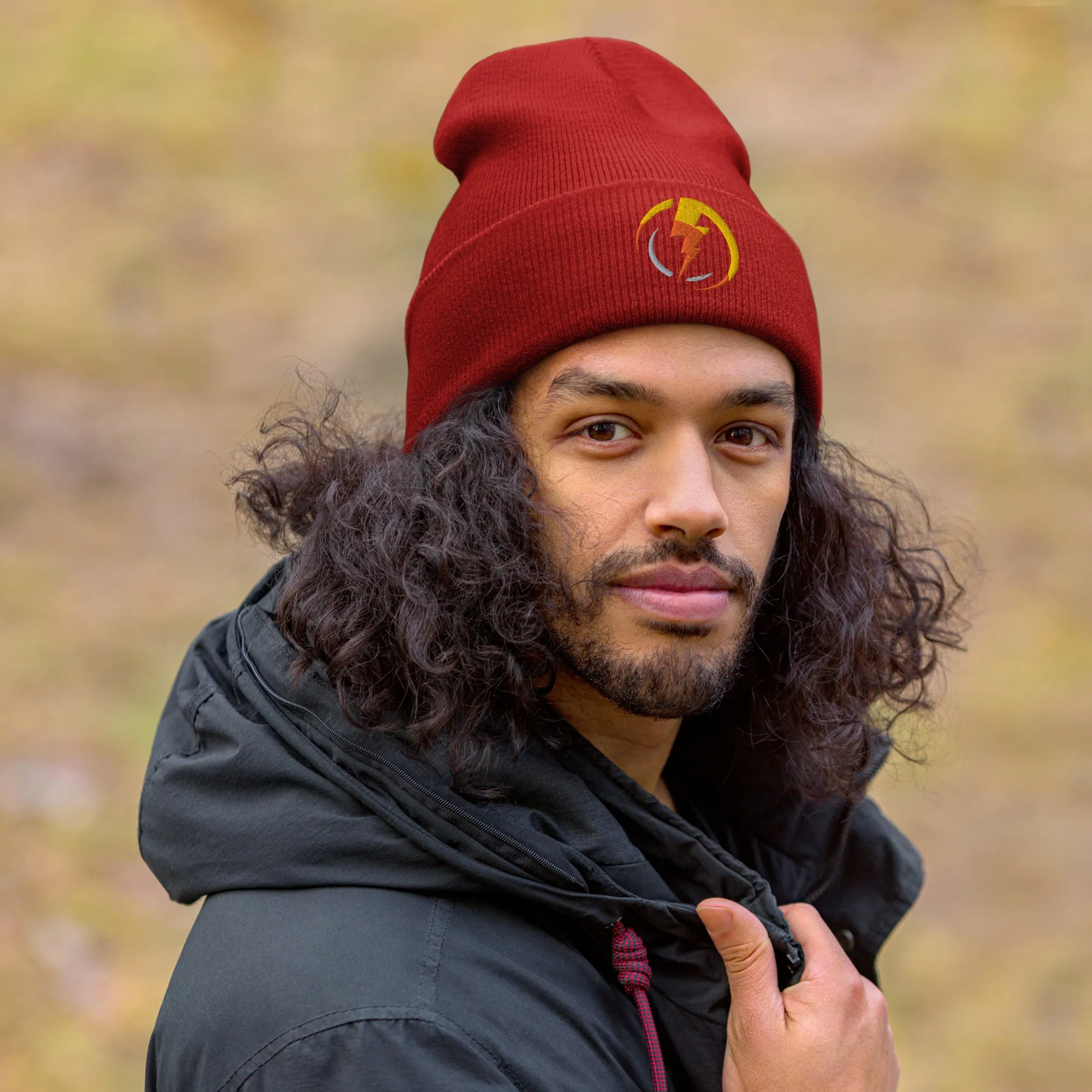 Lightning Bolt embroidered cuffed beanie