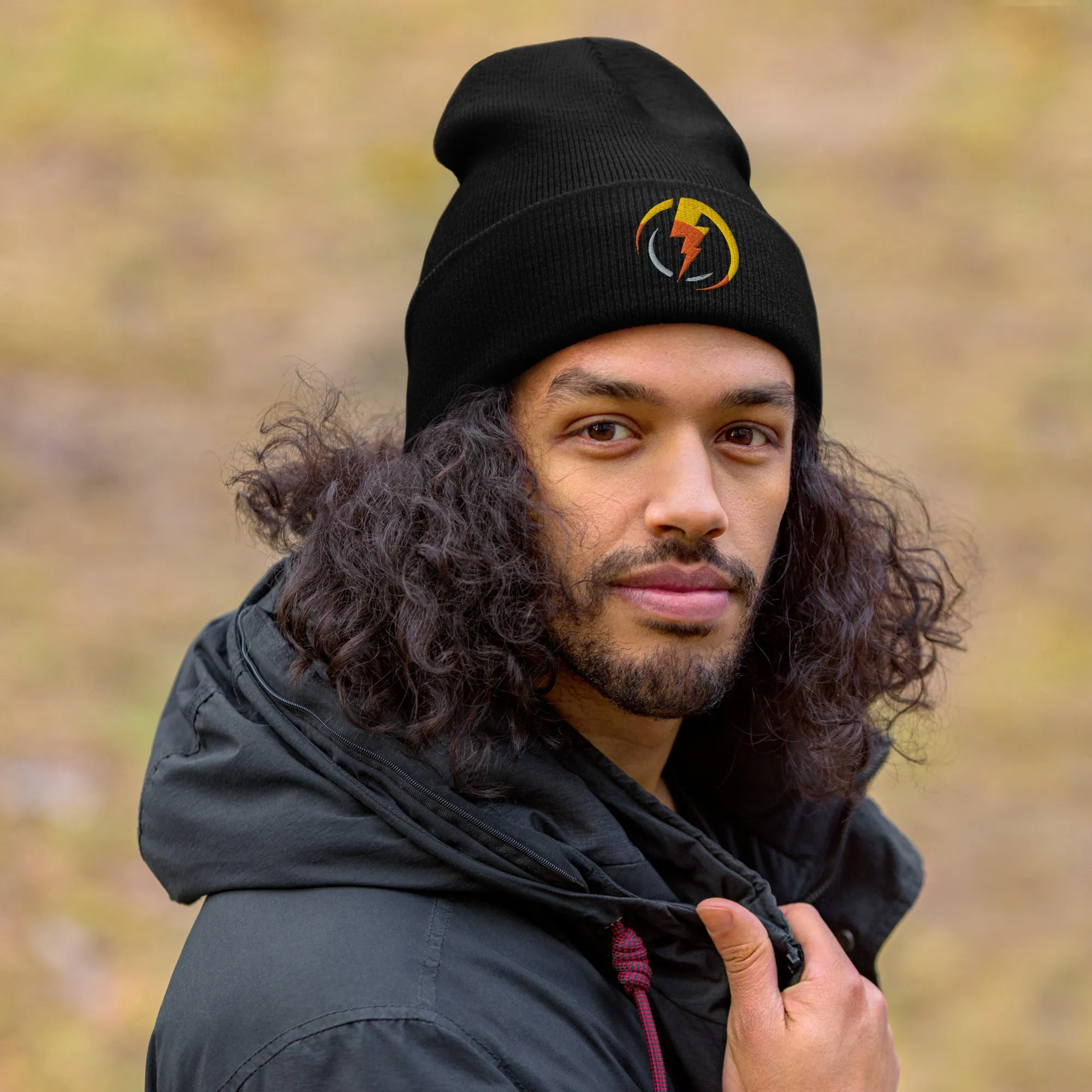 Lightning Bolt embroidered cuffed beanie