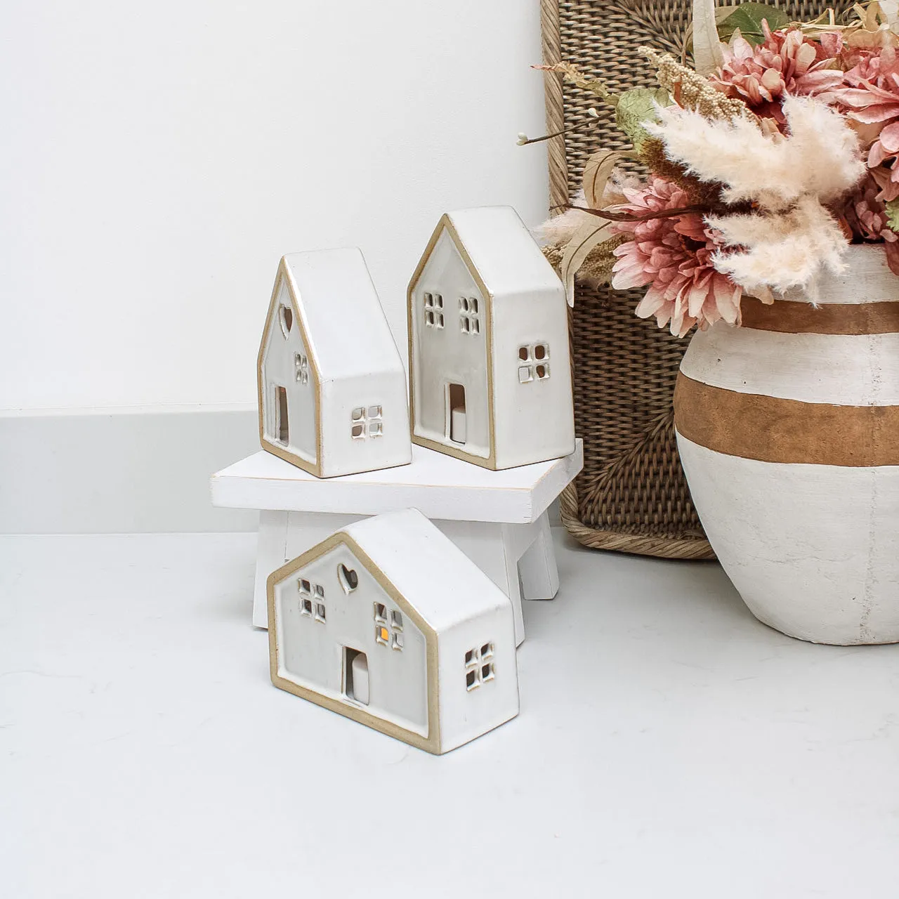 Neutral Ceramic Cottage Lantern