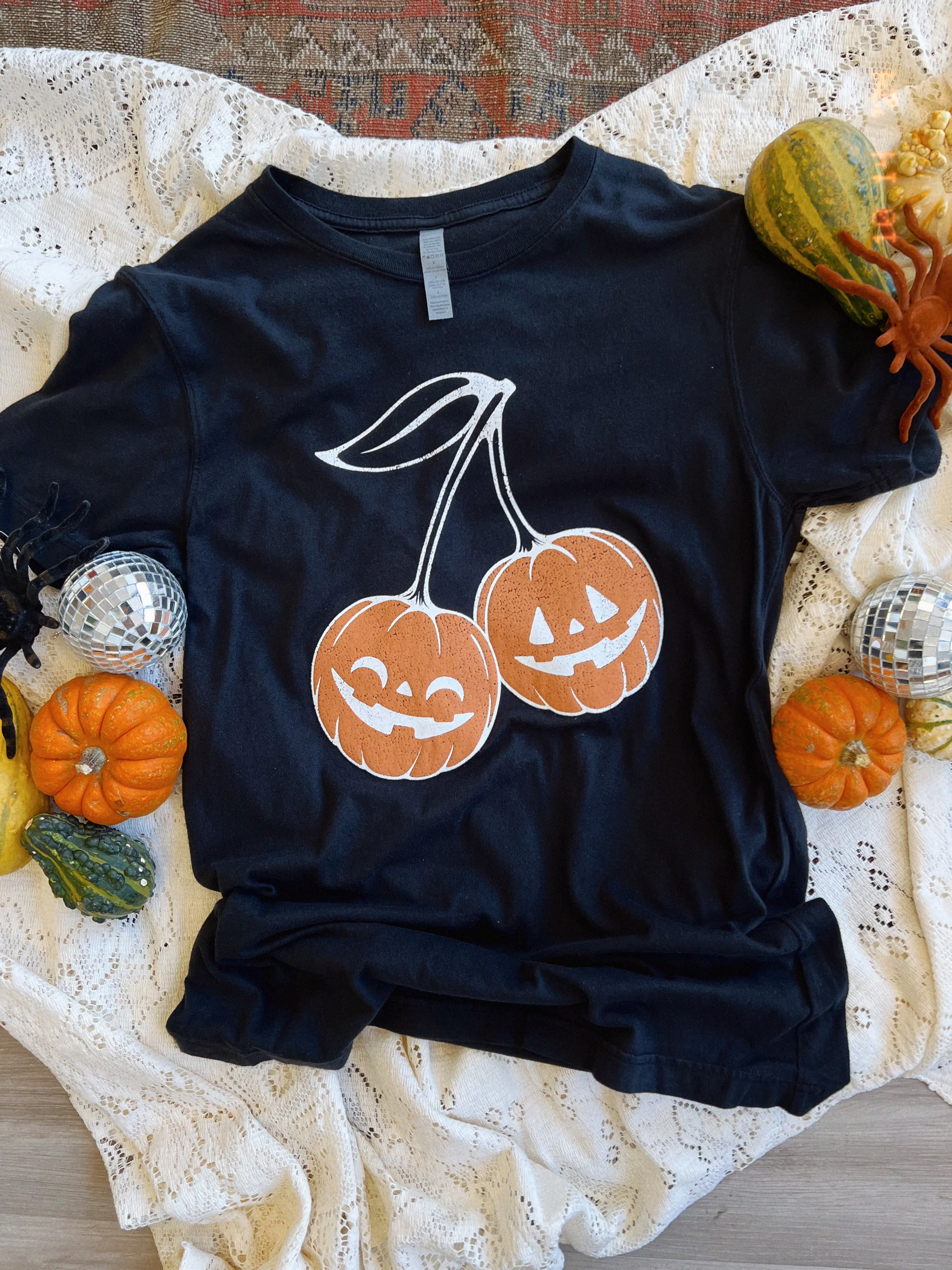 Pumpkin Cherry Black Graphic Tee