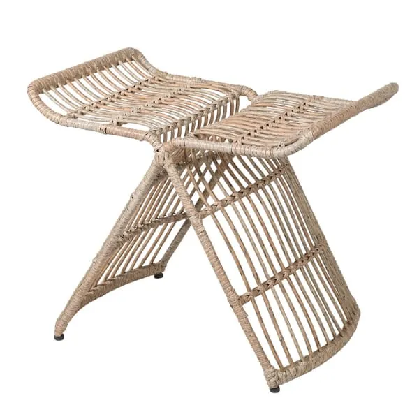 Rattan X-Frame Low Stool Seat