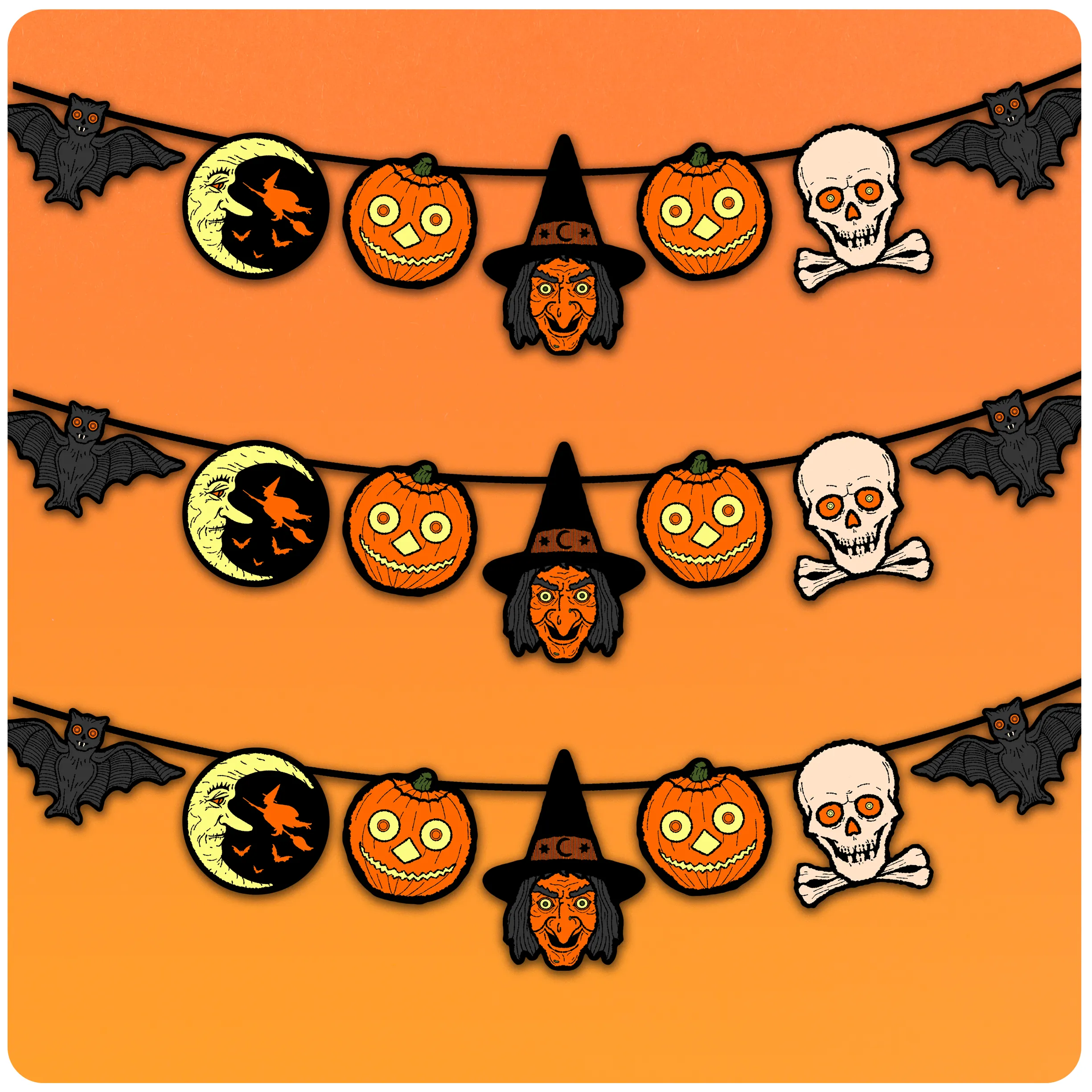 Retro Inspired Classic Hallowe'en 6.5' Long Banner