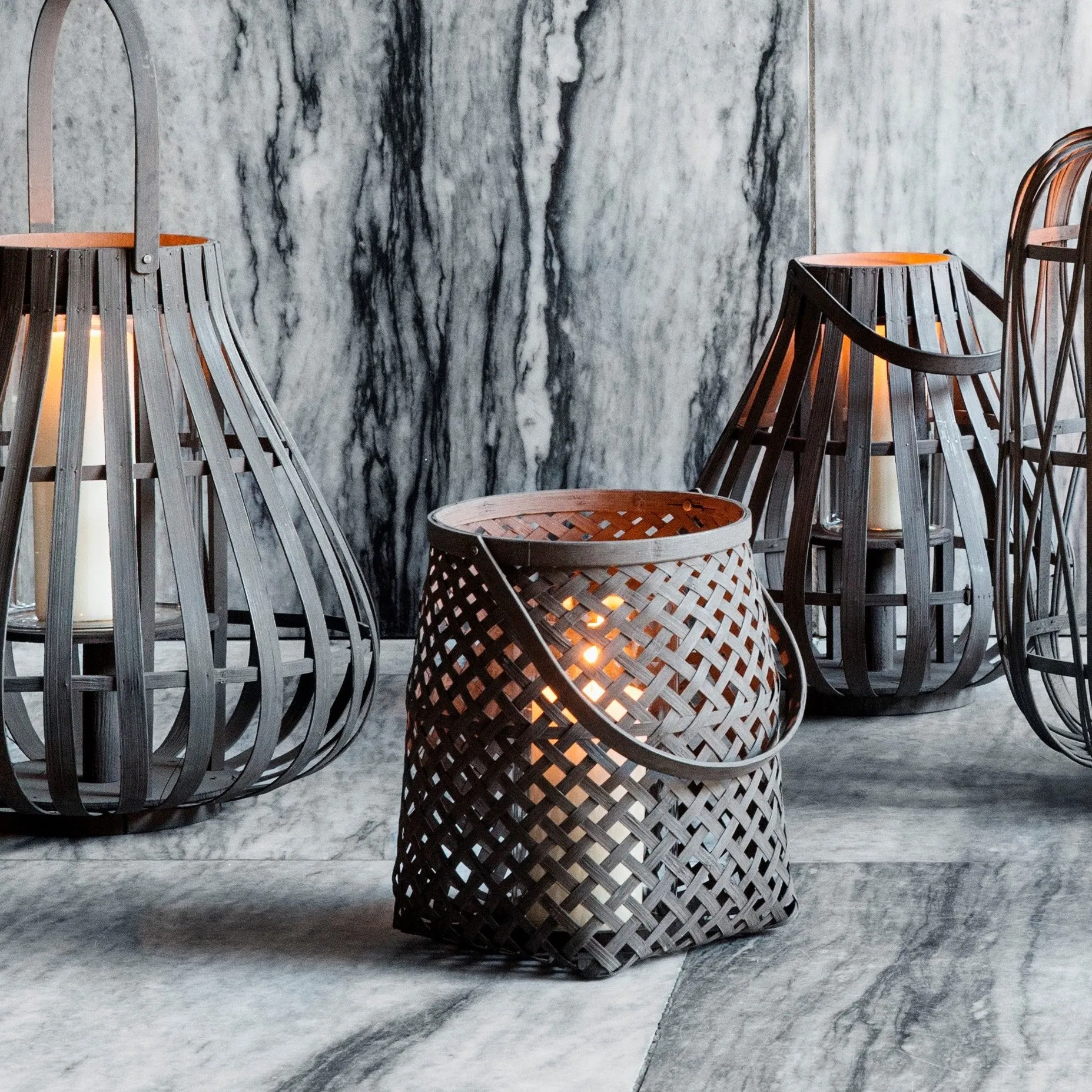 Small Woven Bamboo Lantern from Broste Copenhagen - Bask - Three Sizes