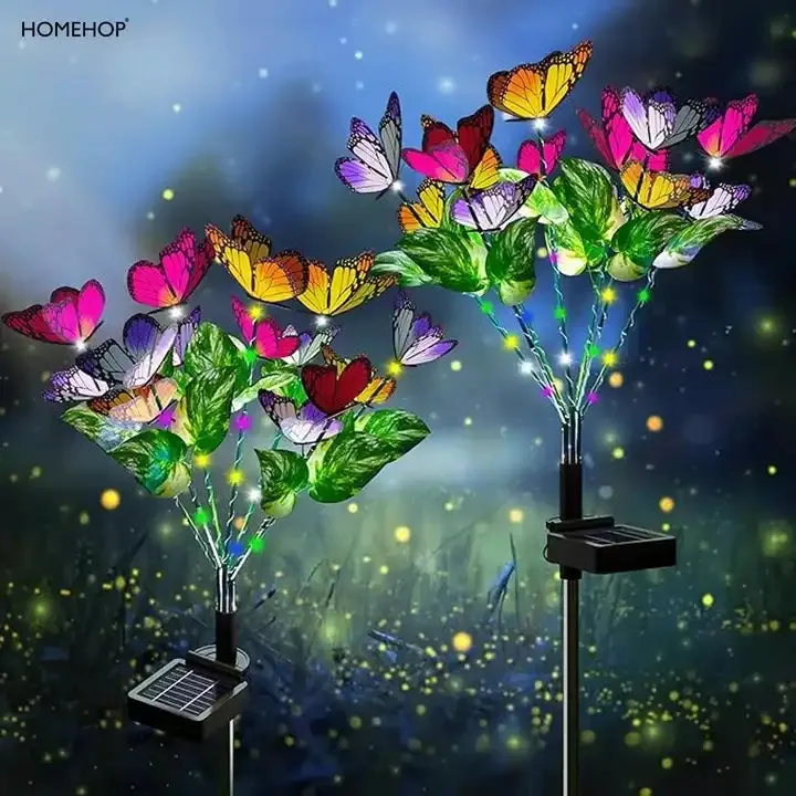 Solar Lights Outdoor 14 LED Waterproof Decoration Butterfly Lamp for Home Garden (Pack of 1)