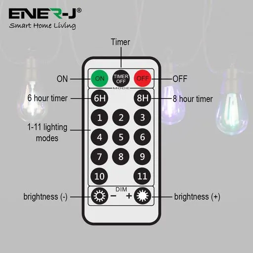 Solar RGB WW (2 Way) String Lights with Remote for Festive, 10 Meters, 10 lamps, IP44