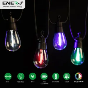 Solar RGB WW (2 Way) String Lights with Remote for Festive, 10 Meters, 10 lamps, IP44