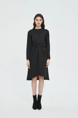 TWIST FRONT DRESS byMM - BLACK