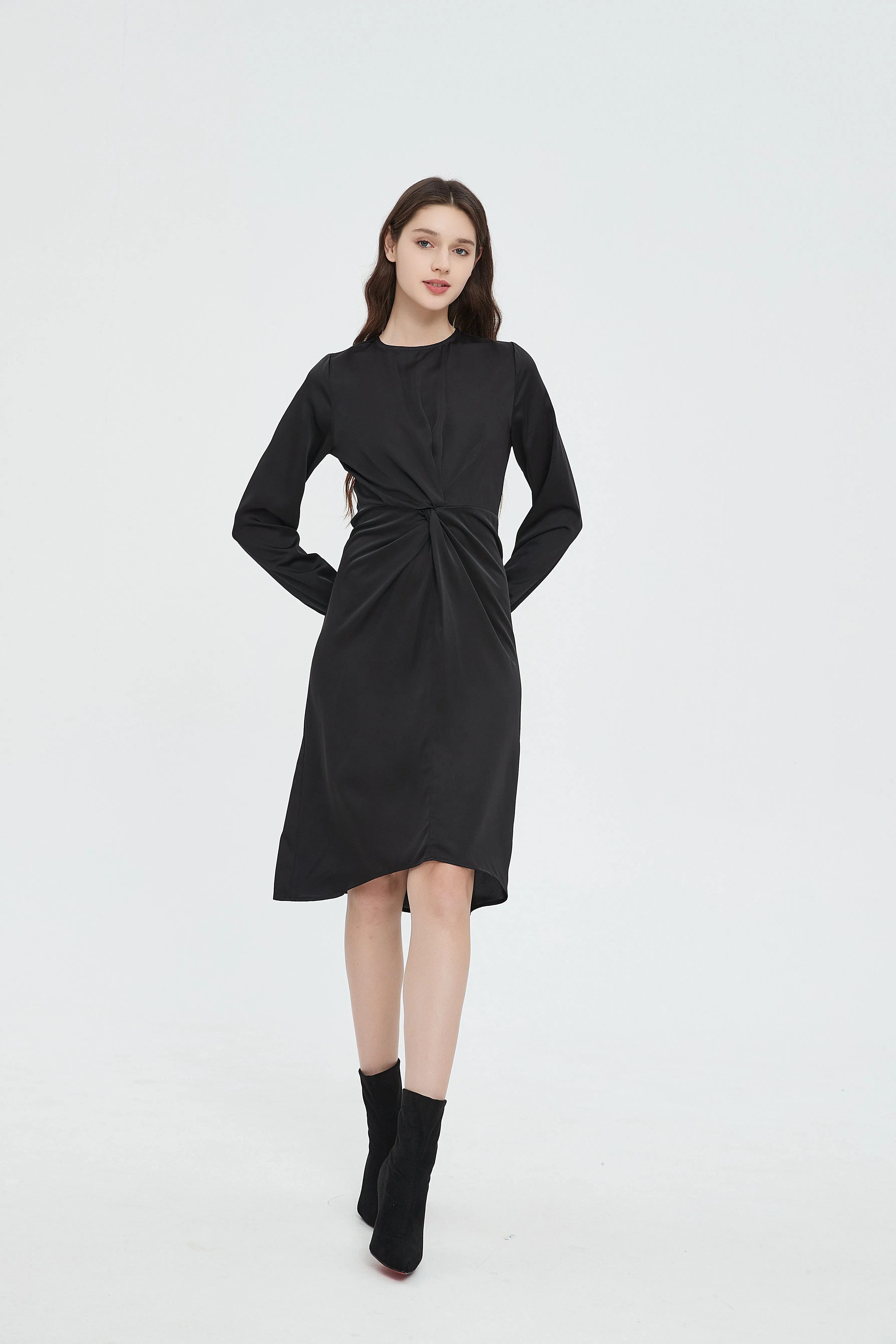 TWIST FRONT DRESS byMM - BLACK