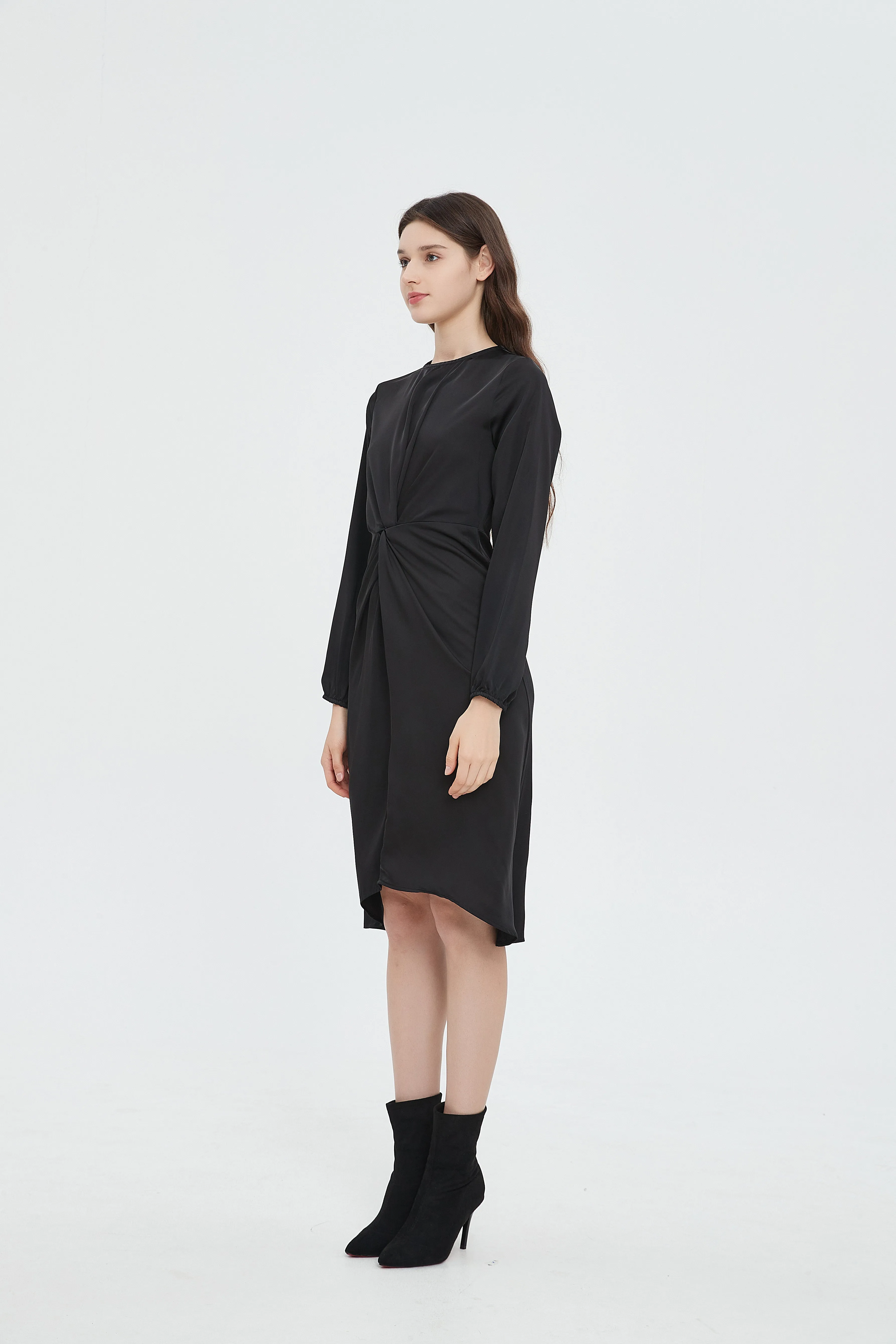 TWIST FRONT DRESS byMM - BLACK