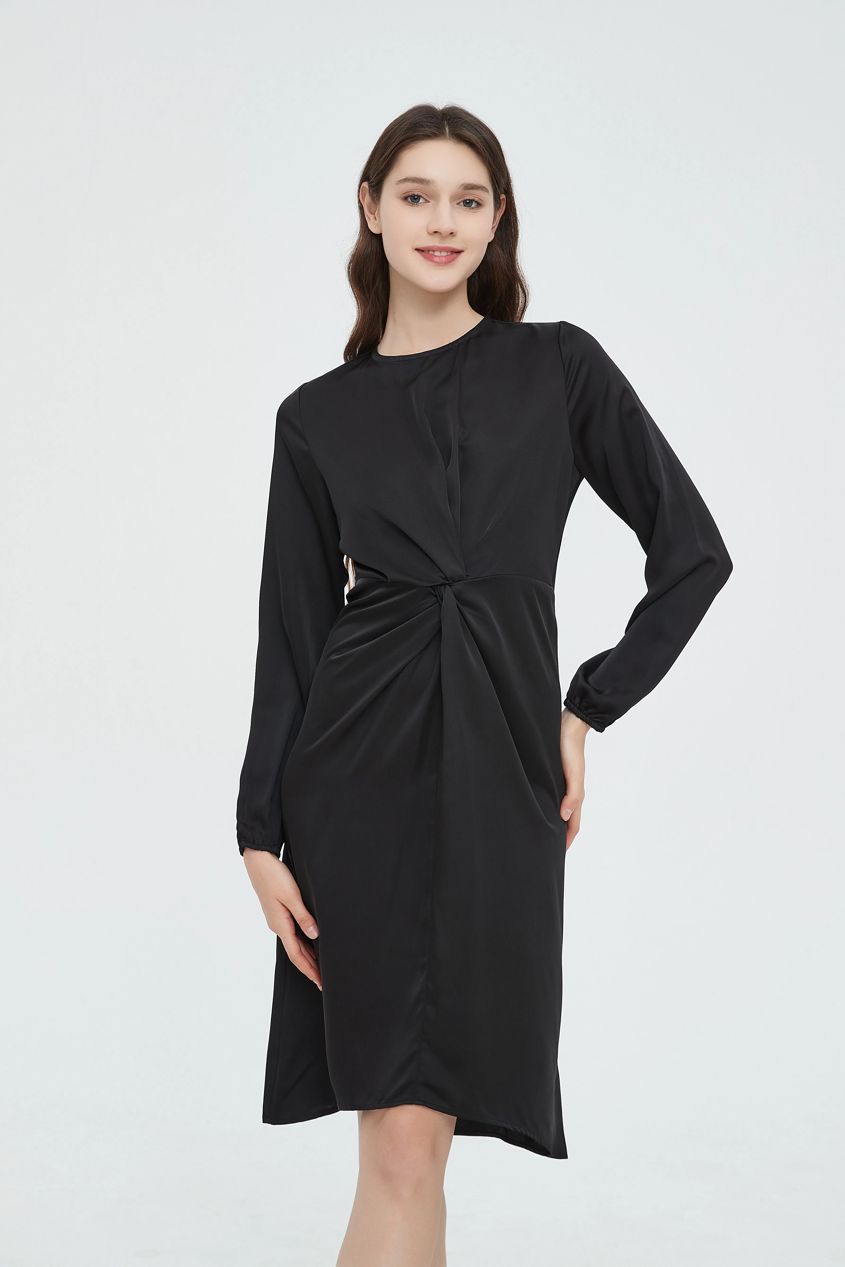 TWIST FRONT DRESS byMM - BLACK