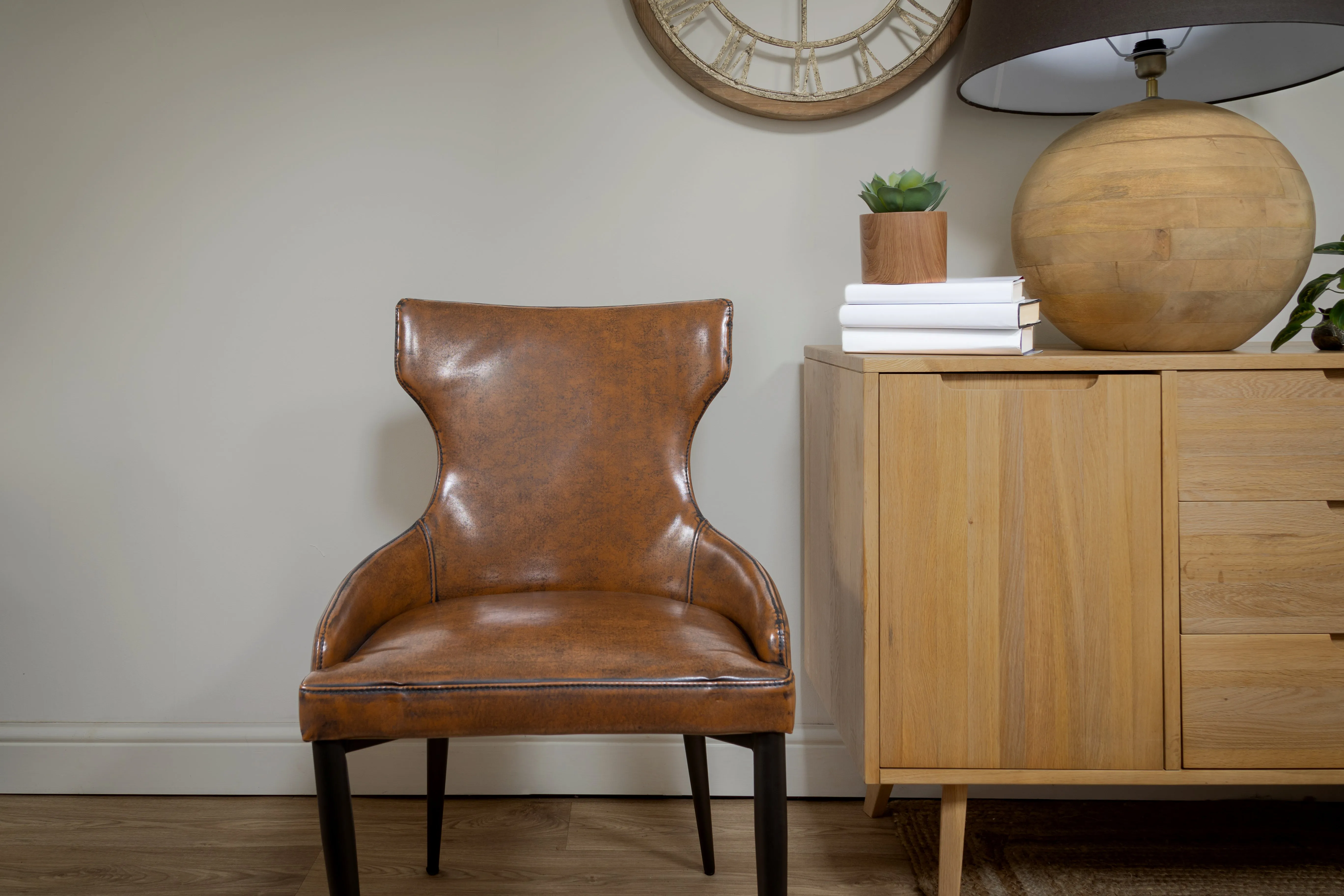 Vintage Brown Faux Leather Dining Chair - CLEARANCE