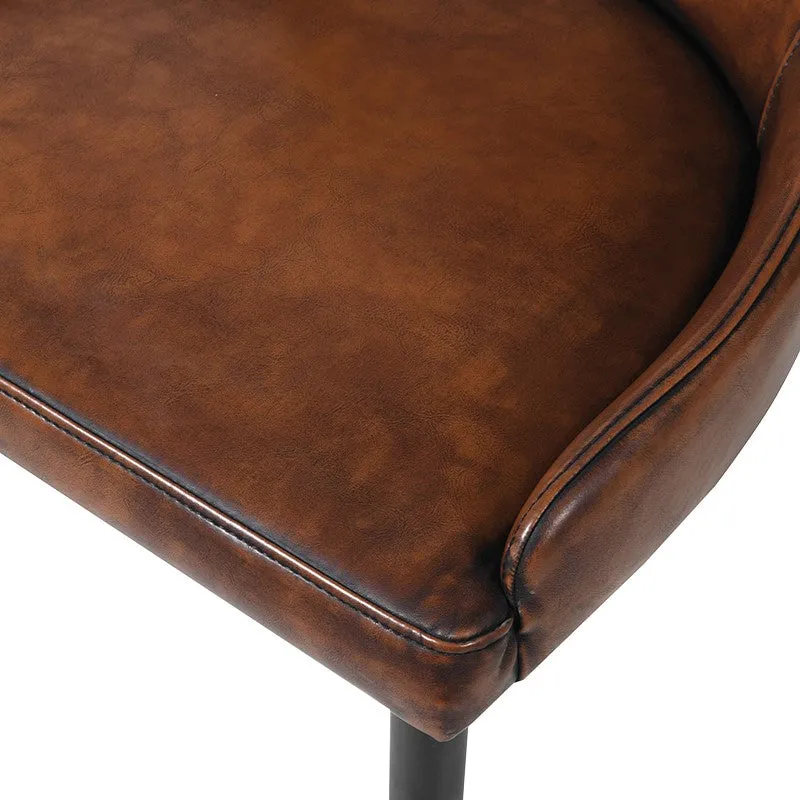 Vintage Brown Faux Leather Dining Chair - CLEARANCE