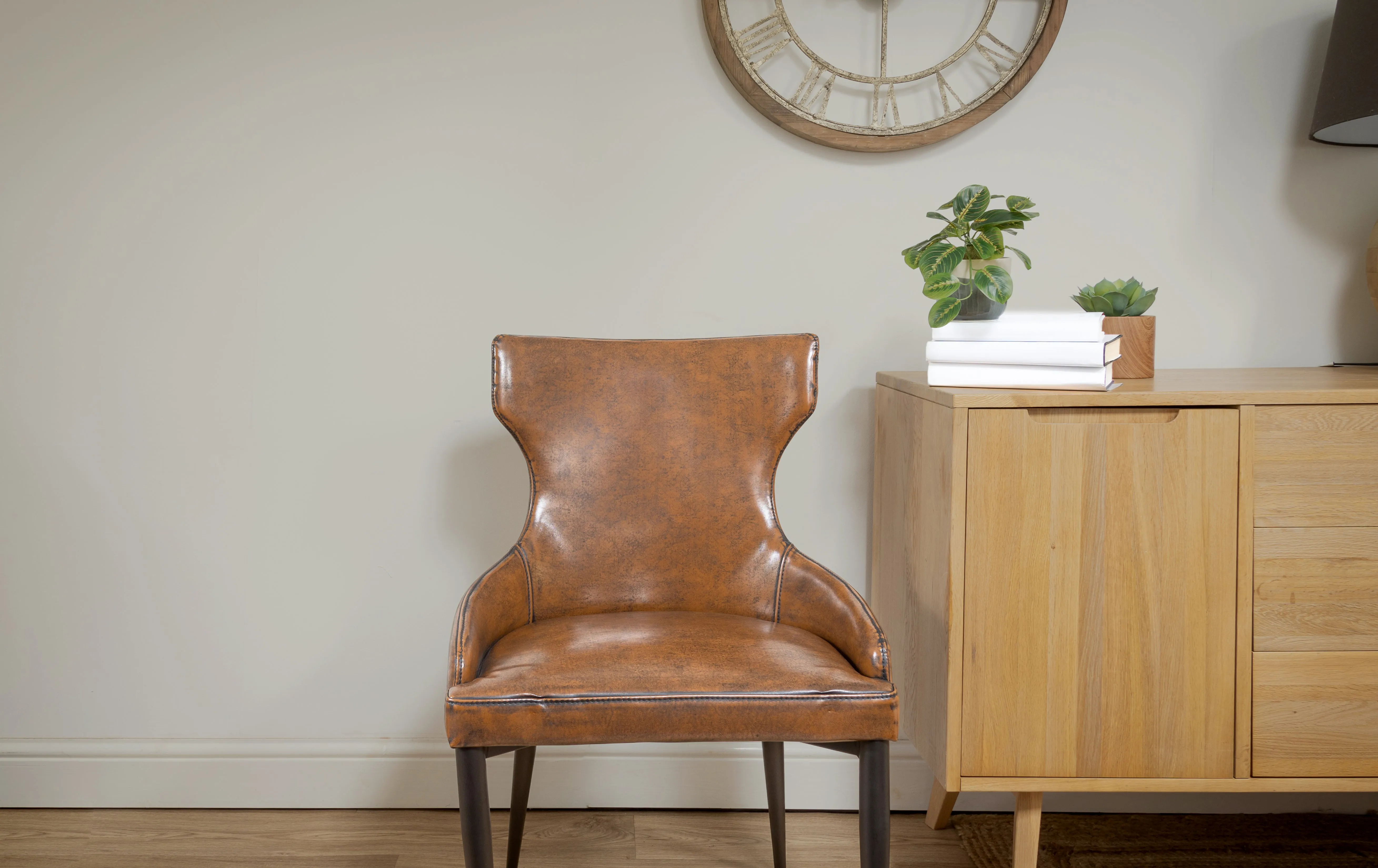 Vintage Brown Faux Leather Dining Chair - CLEARANCE