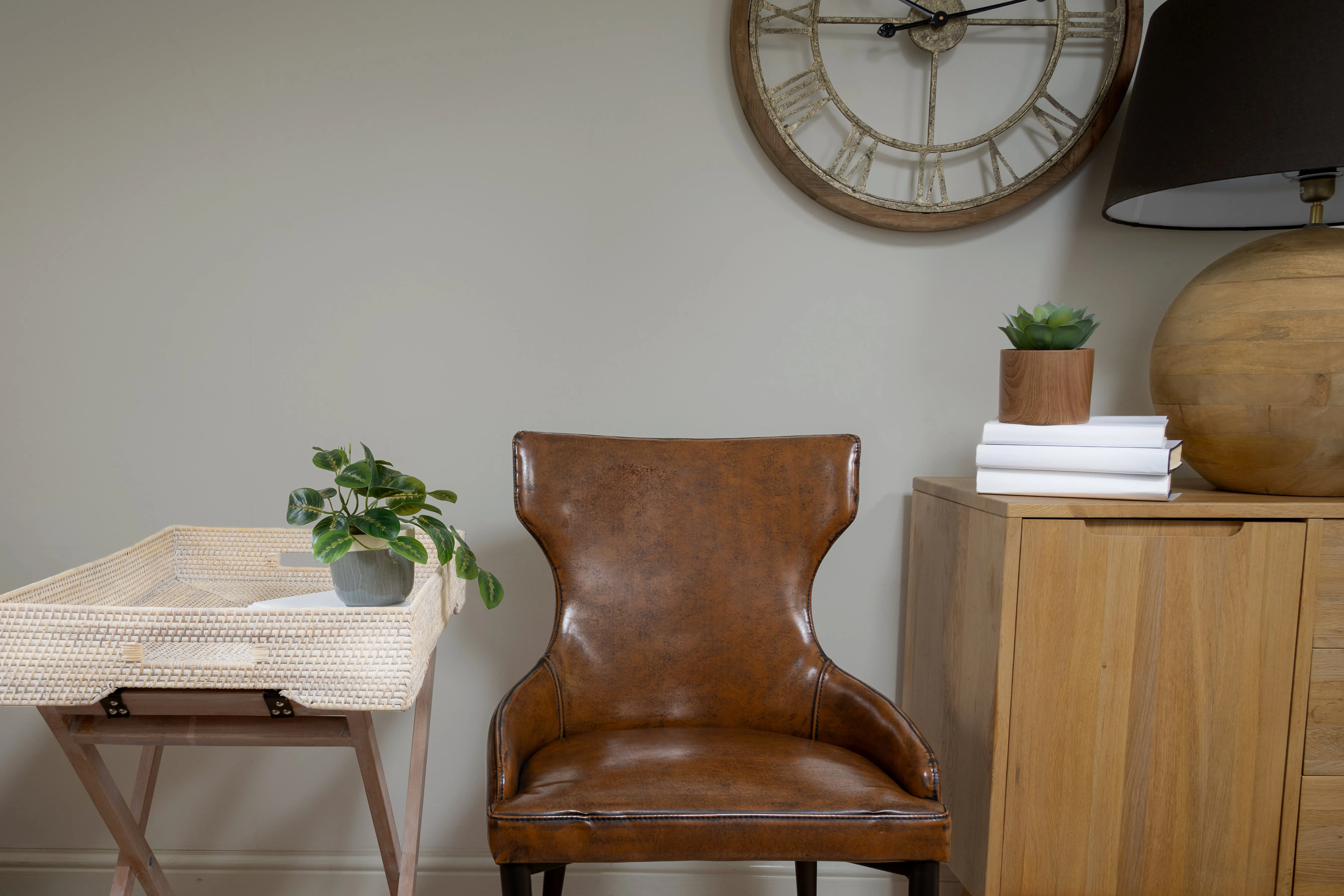 Vintage Brown Faux Leather Dining Chair - CLEARANCE