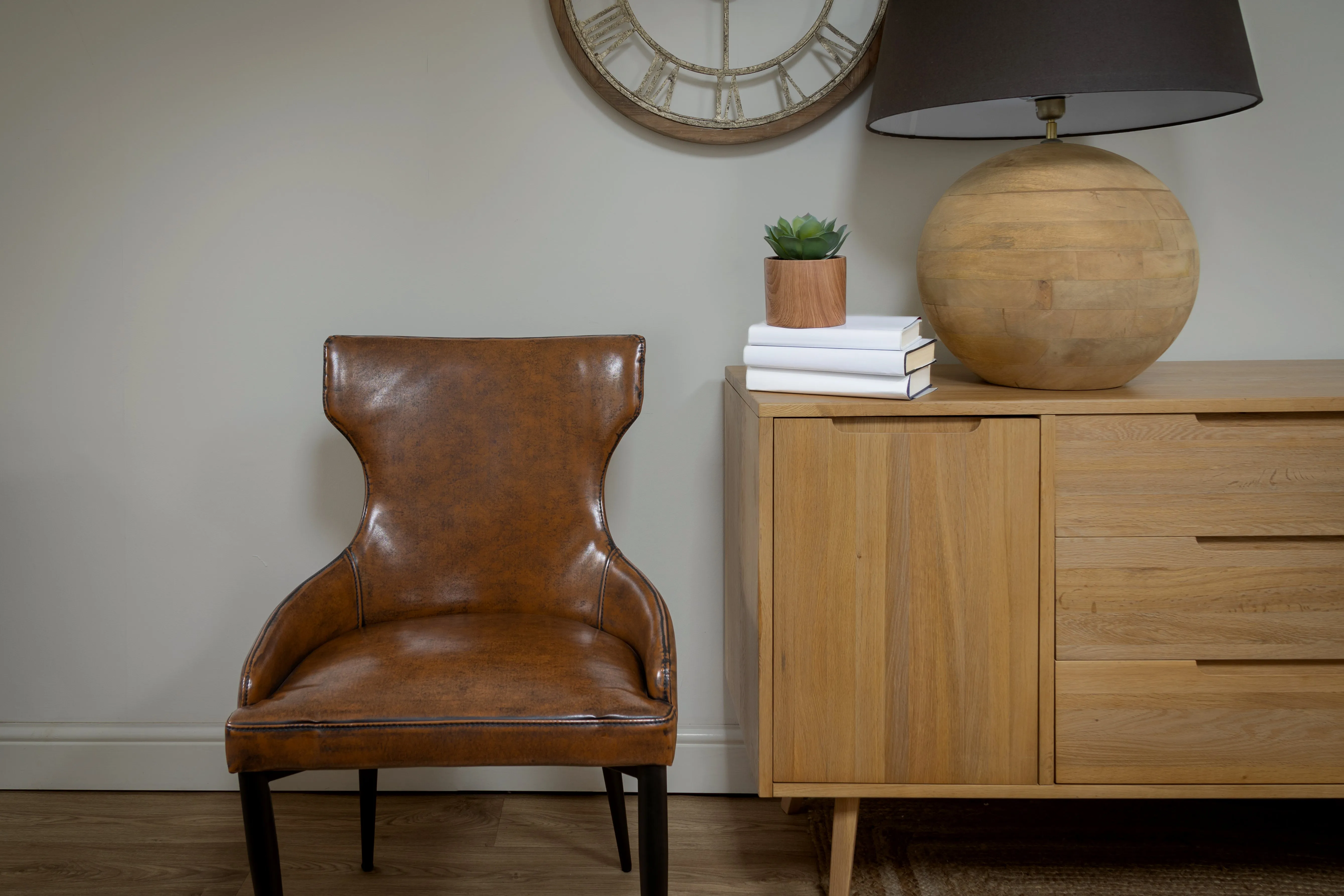 Vintage Brown Faux Leather Dining Chair - CLEARANCE